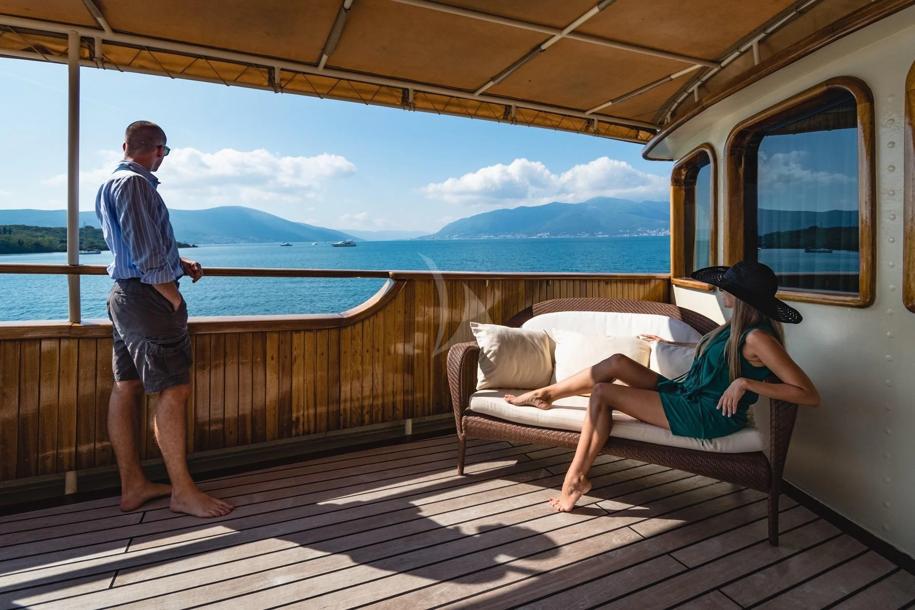 a man and a woman on a boat aboard SEAGULL II Yacht for Sale