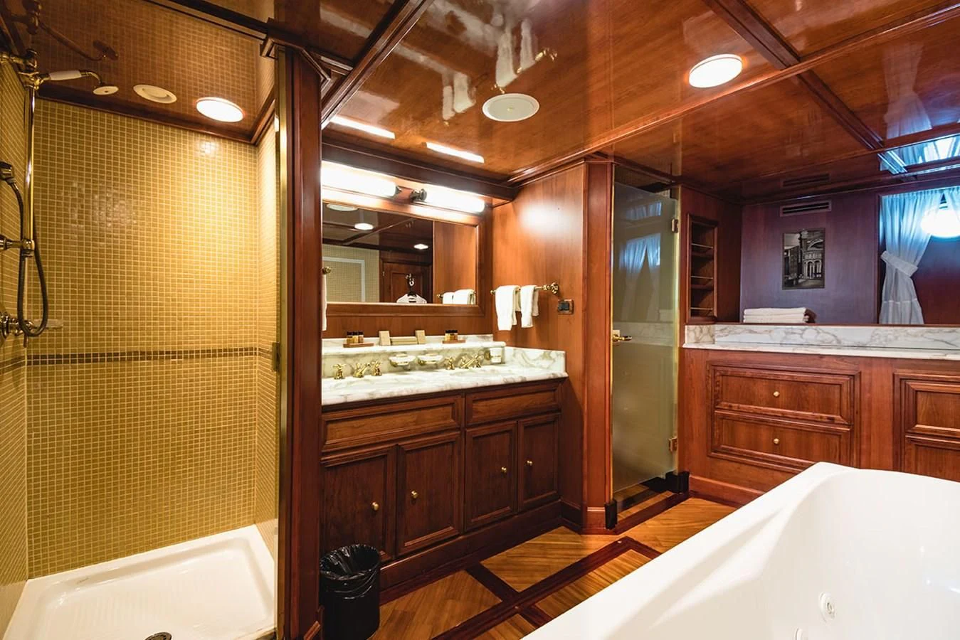 a bathroom with a large tub aboard SEAGULL II Yacht for Sale