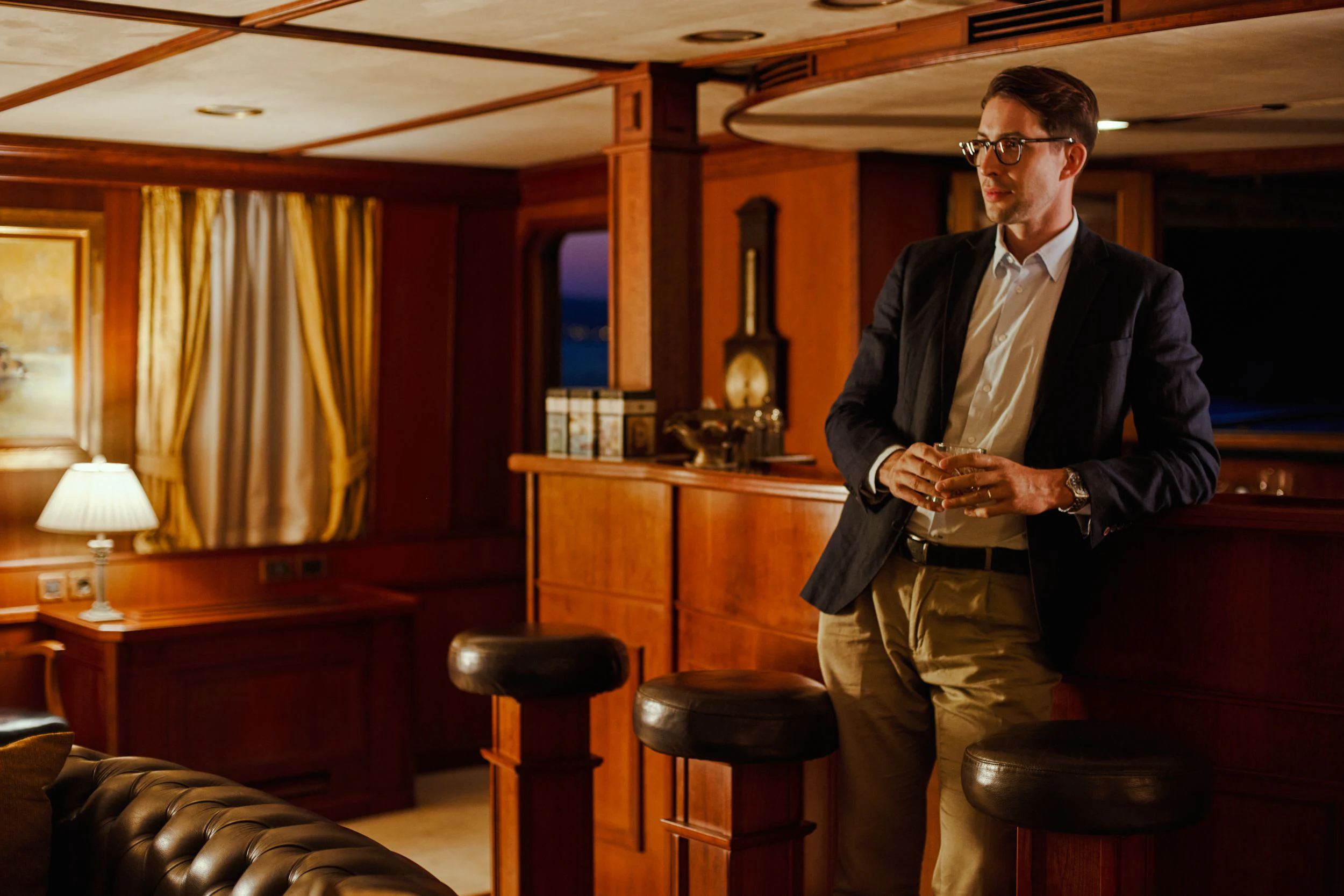 a man standing in a room aboard SEAGULL II Yacht for Sale