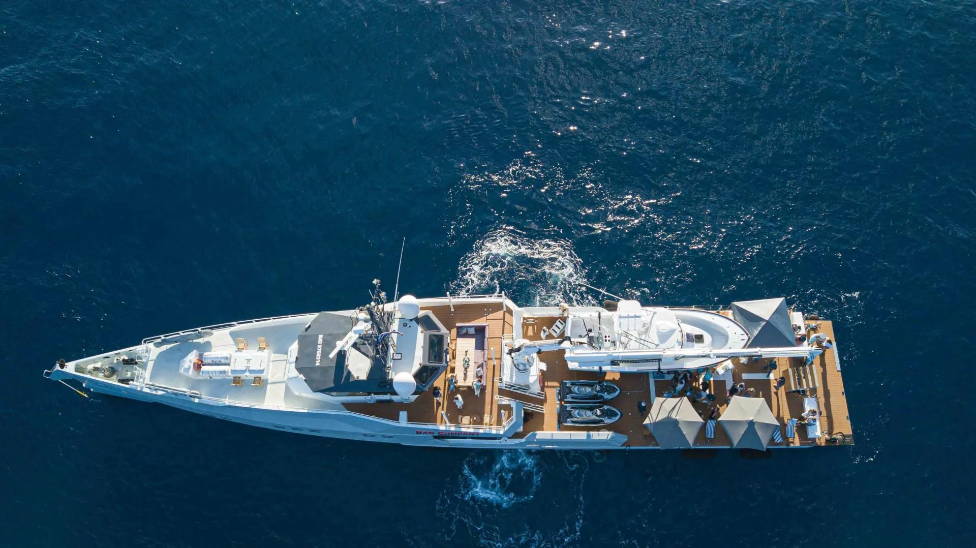 a ship in the water aboard BAD COMPANY SUPPORT Yacht for Charter