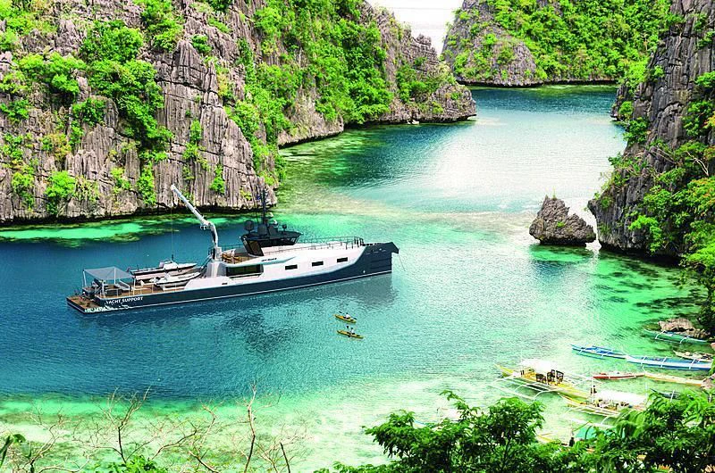 a boat in the water aboard BAD COMPANY SUPPORT Yacht for Charter