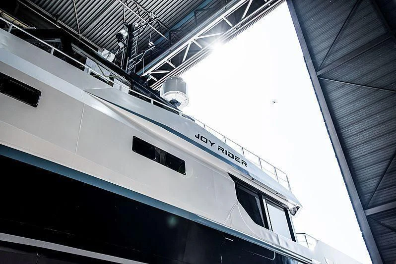 a close-up of a white boat aboard BAD COMPANY SUPPORT Yacht for Charter