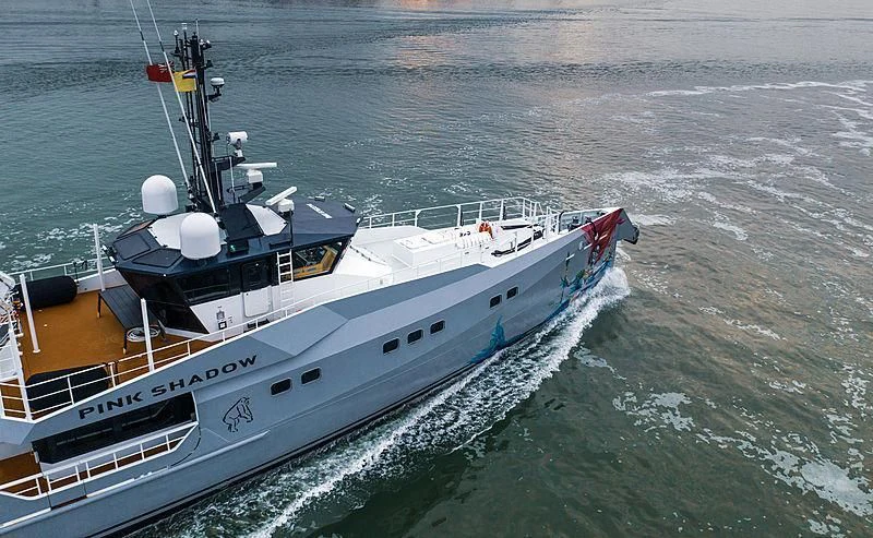 a large ship in the water aboard BAD COMPANY SUPPORT Yacht for Charter