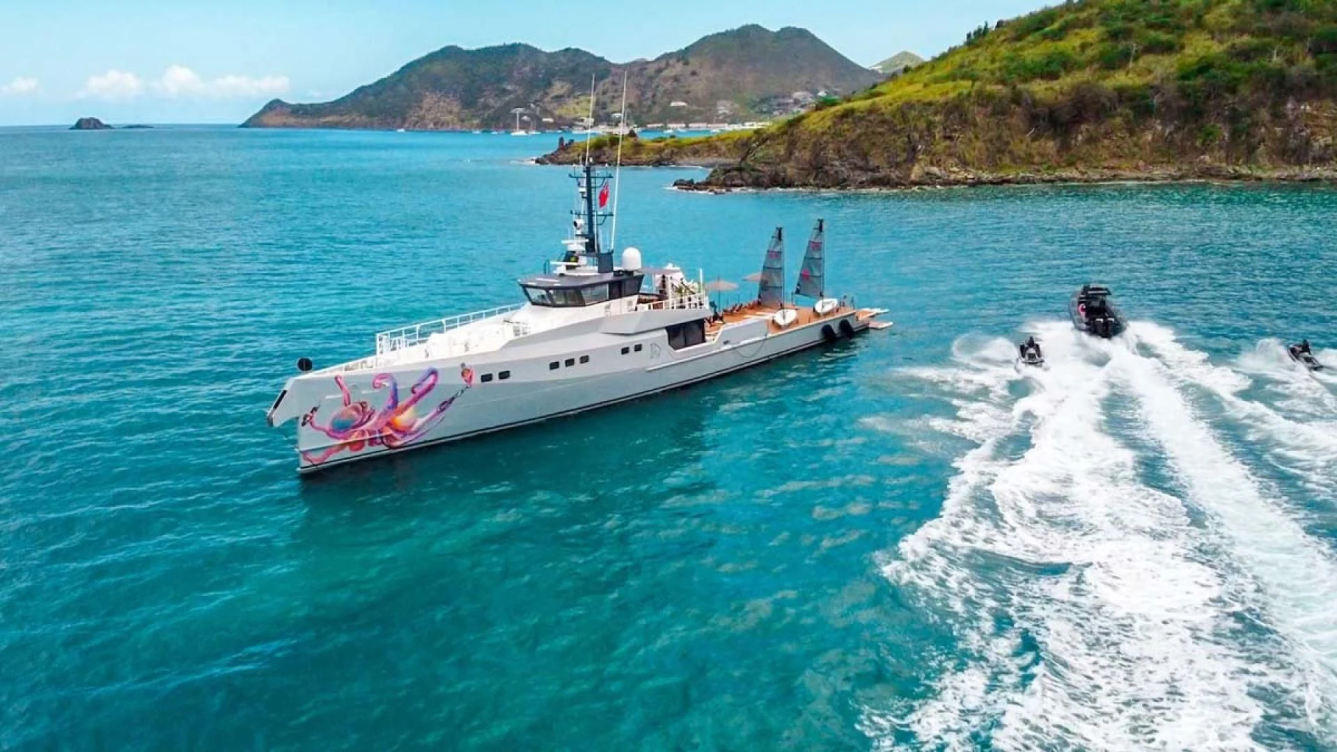 a boat in the water aboard BAD COMPANY SUPPORT Yacht for Charter