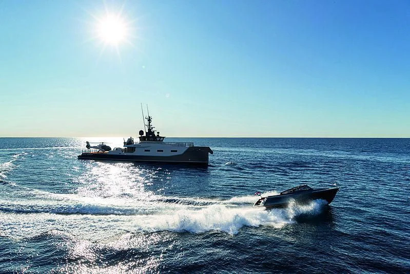 a boat in the water aboard BAD COMPANY SUPPORT Yacht for Charter