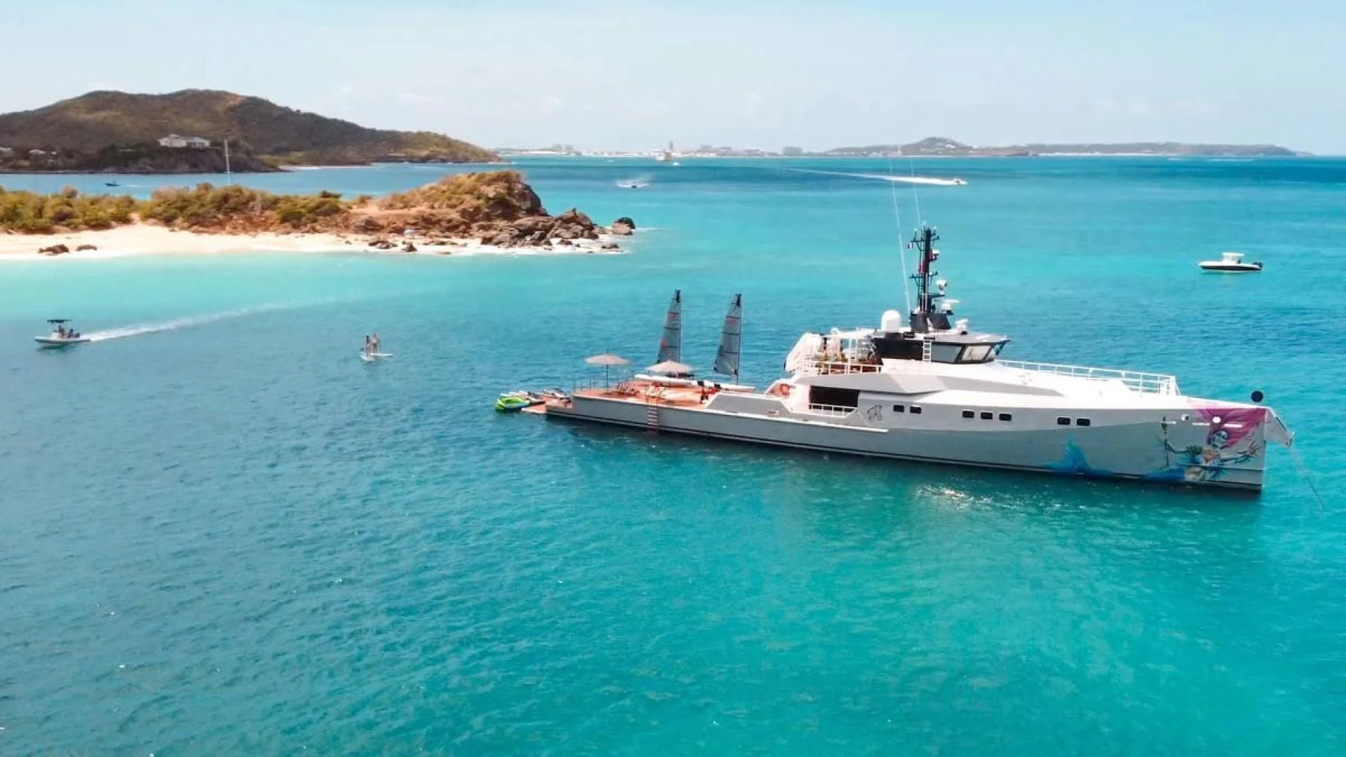 a boat on the water aboard BAD COMPANY SUPPORT Yacht for Charter