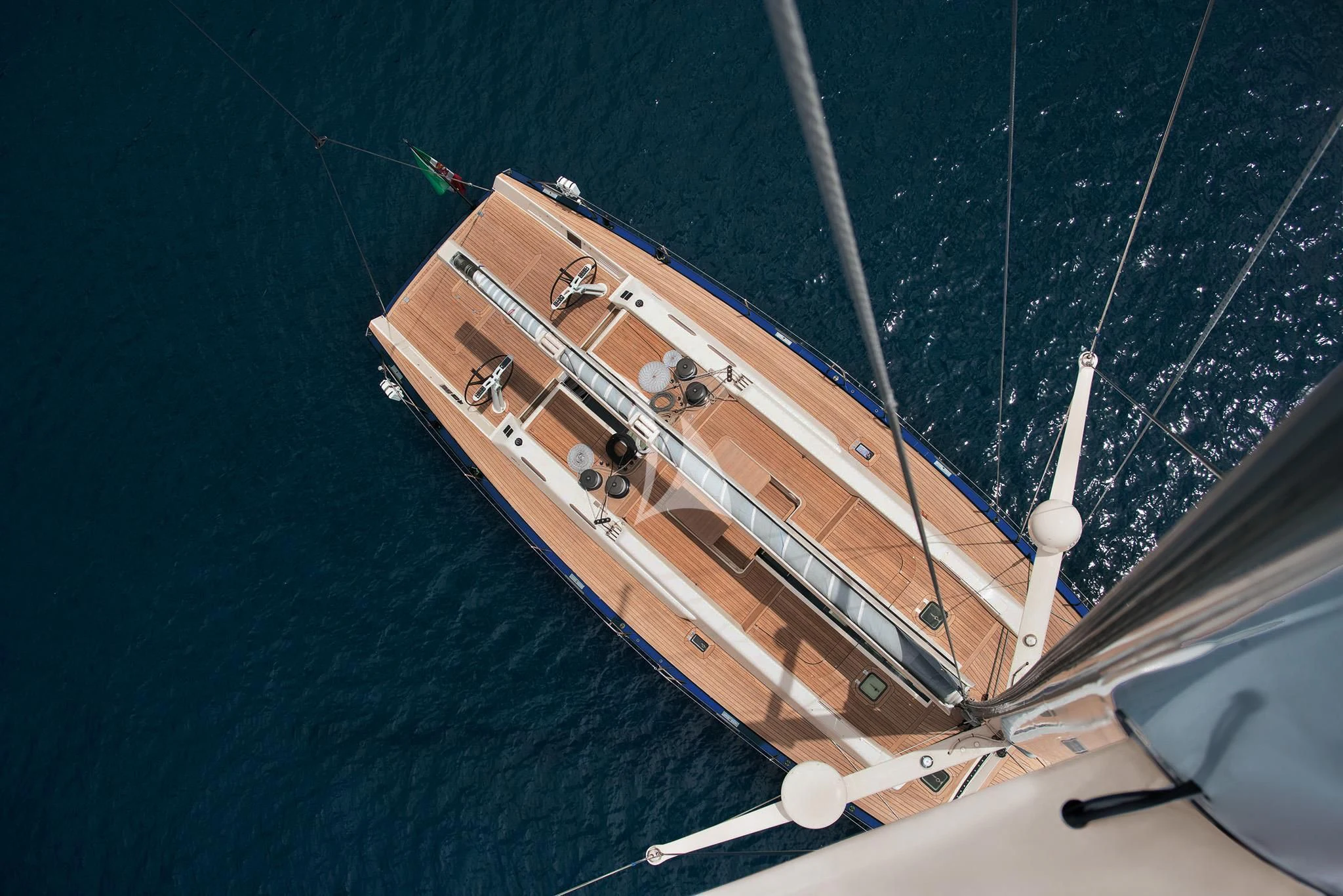 a large ship in the water aboard BOMBARDA Yacht for Sale