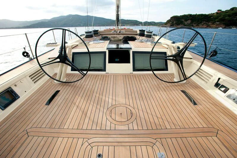 a boat on a deck aboard BOMBARDA Yacht for Sale