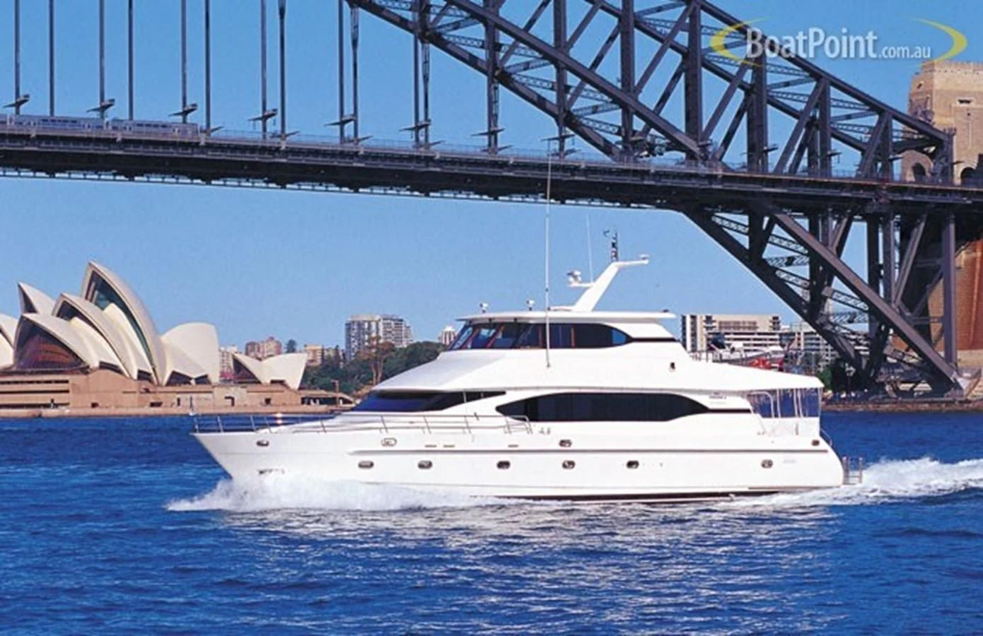a white boat in the water aboard SALT II Yacht for Sale