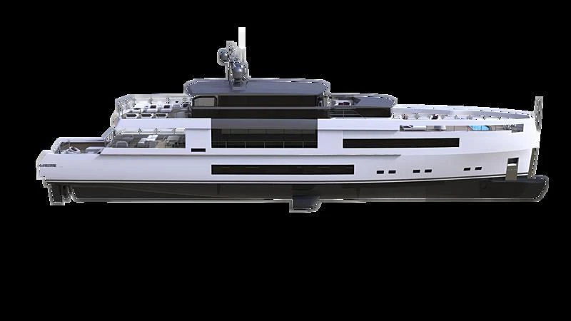 a white ship with a black background aboard ANTONINI NAVI SUY 135 Yacht for Sale