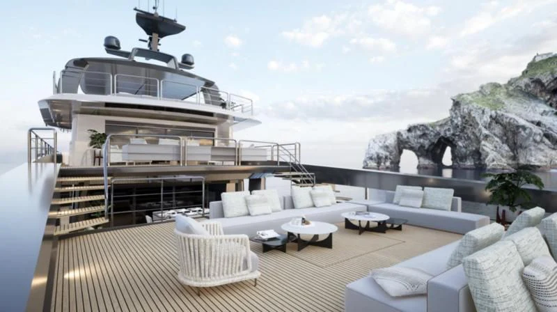a large white boat on a large body of water aboard ANTONINI NAVI SUY 135 Yacht for Sale