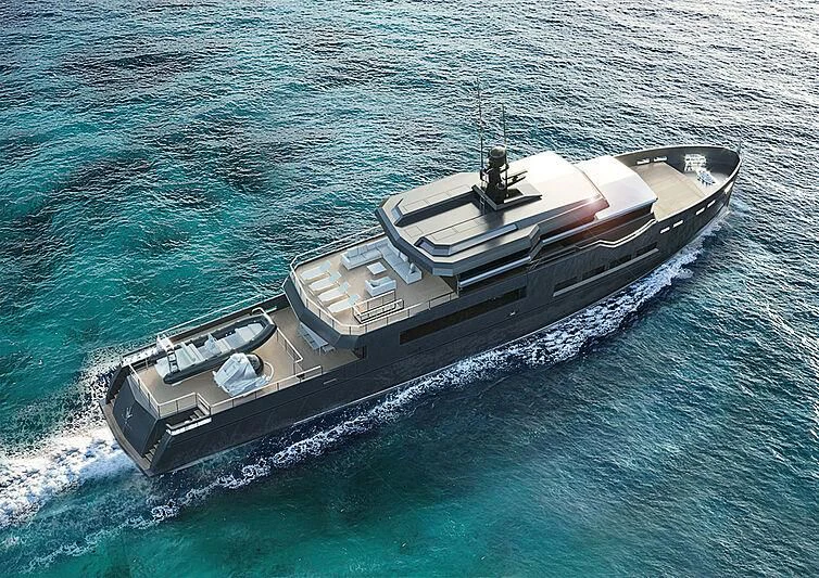 a military ship in the water aboard ANTONINI NAVI SUY 135 Yacht for Sale