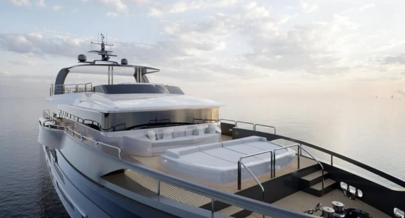 a large white boat on a body of water aboard ANTONINI NAVI SUY 135 Yacht for Sale