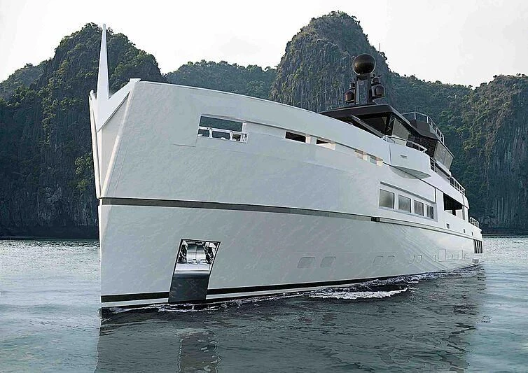 a large white boat in the water aboard ANTONINI NAVI SUY 135 Yacht for Sale