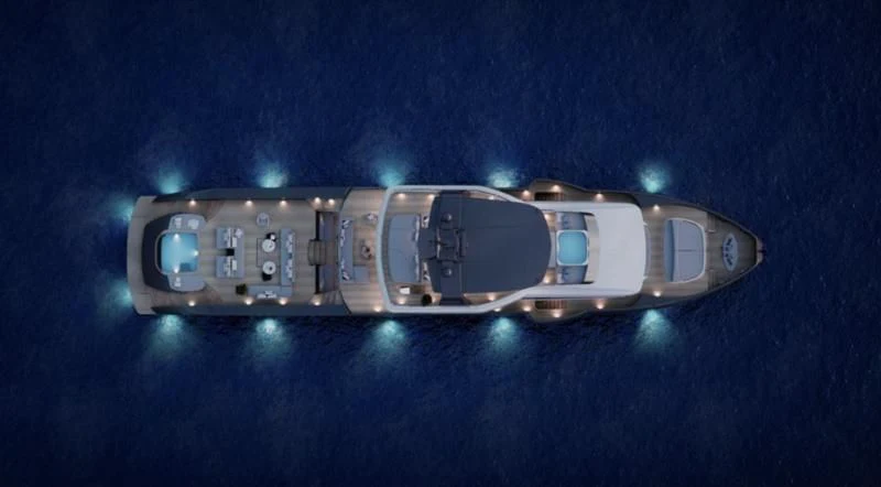 a silver and gold object with a blue background aboard ANTONINI NAVI SUY 135 Yacht for Sale