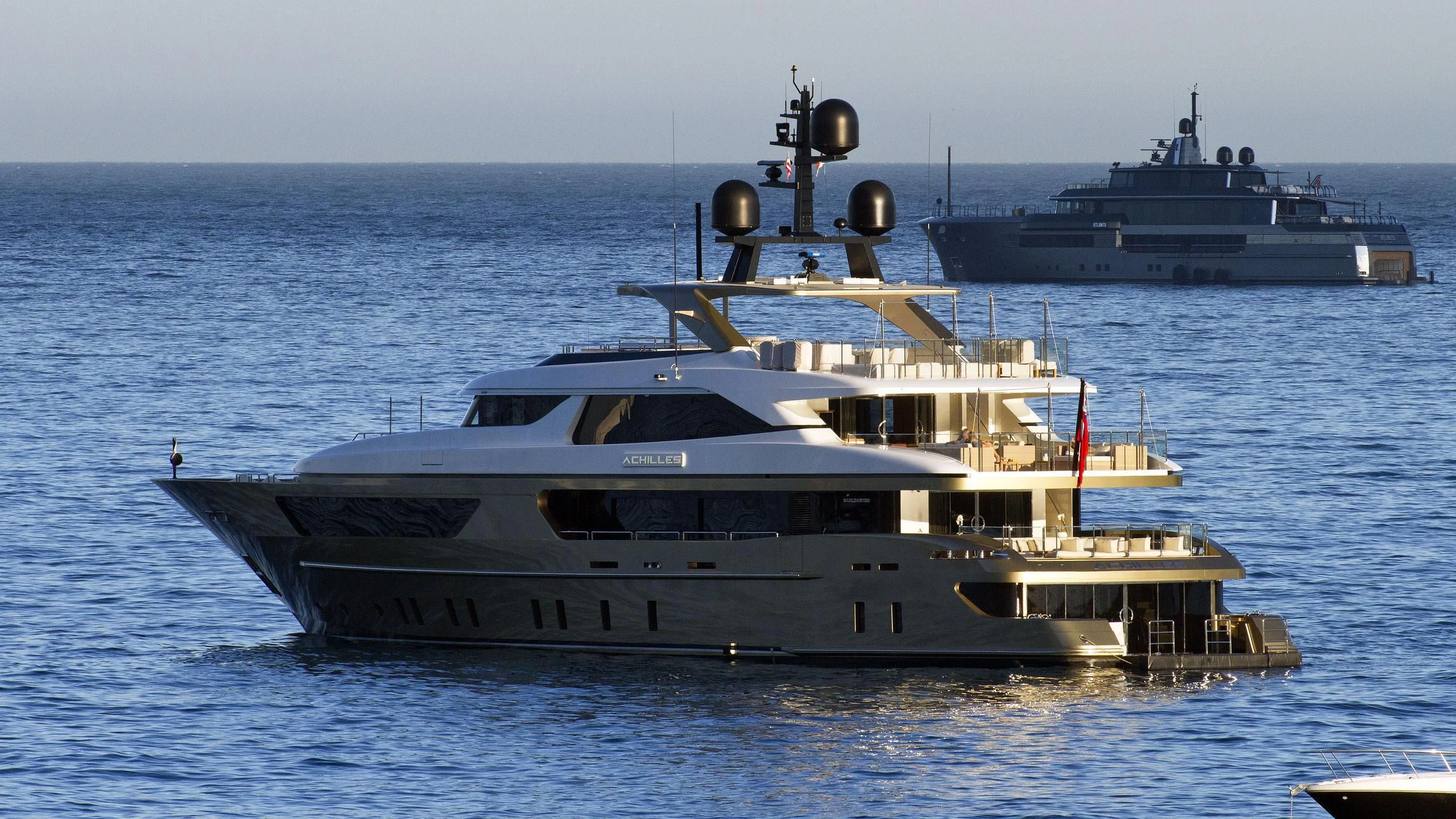 a large ship in the water aboard APRIES W Yacht for Sale