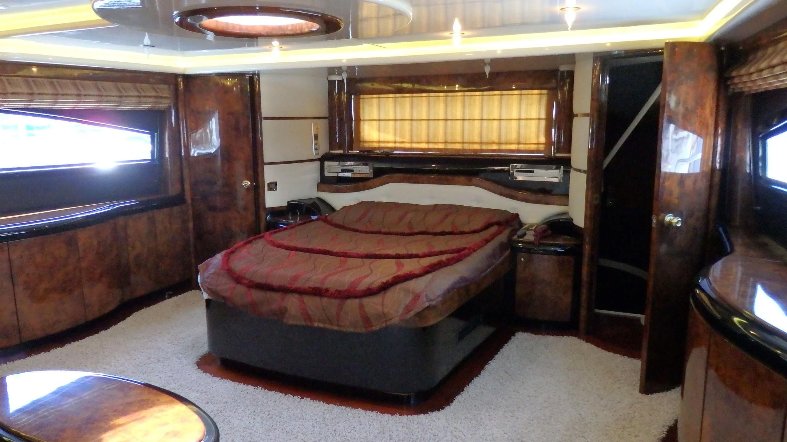 a bed in a room aboard APRIES W Yacht for Sale