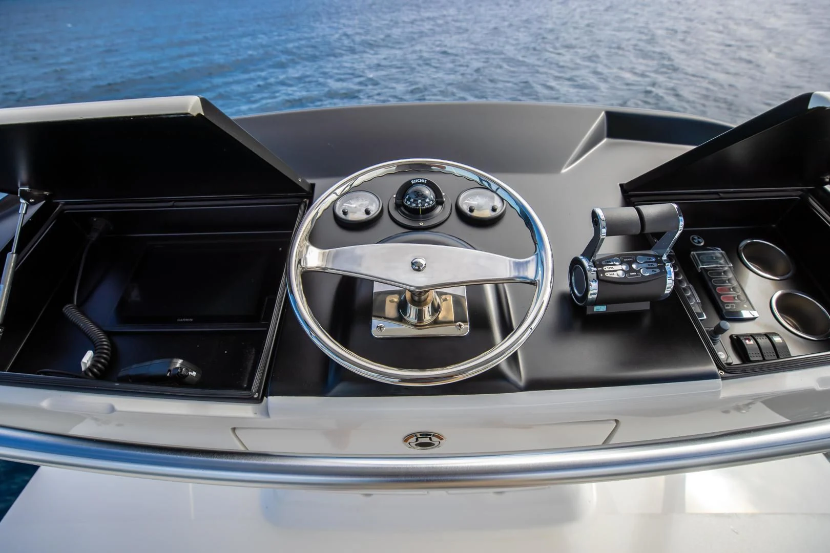 the inside of a car aboard TEUSEAS Yacht for Sale