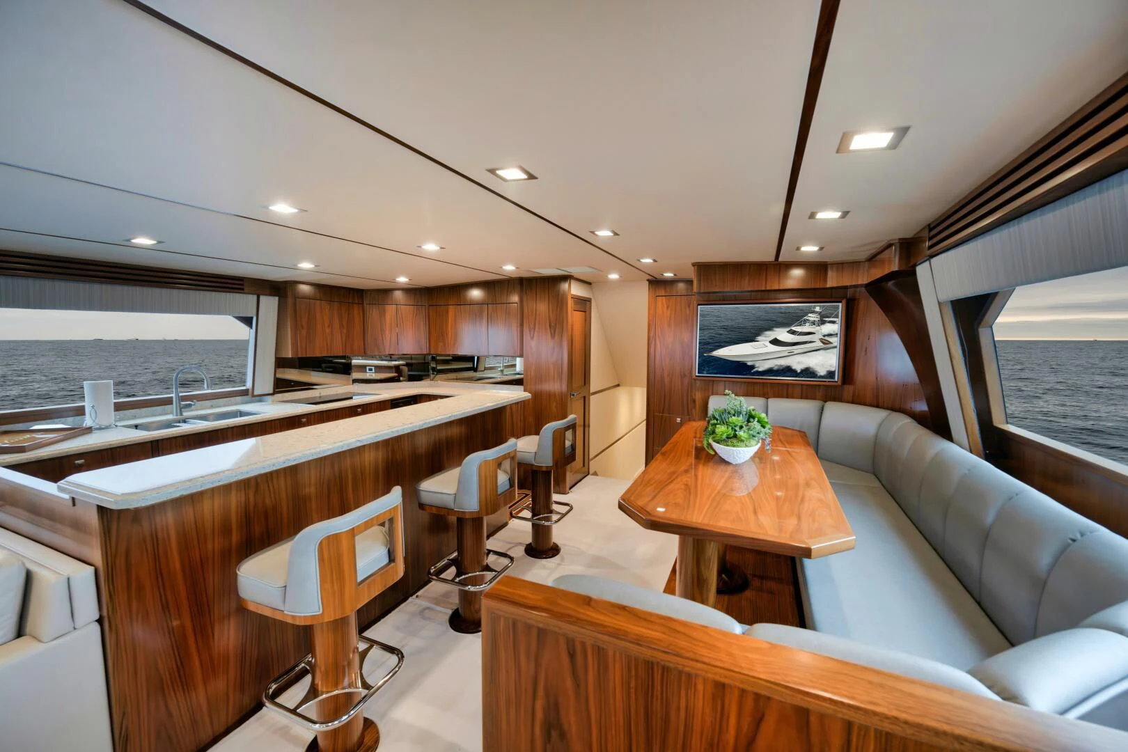 a living room with a couch and a table aboard TEUSEAS Yacht for Sale