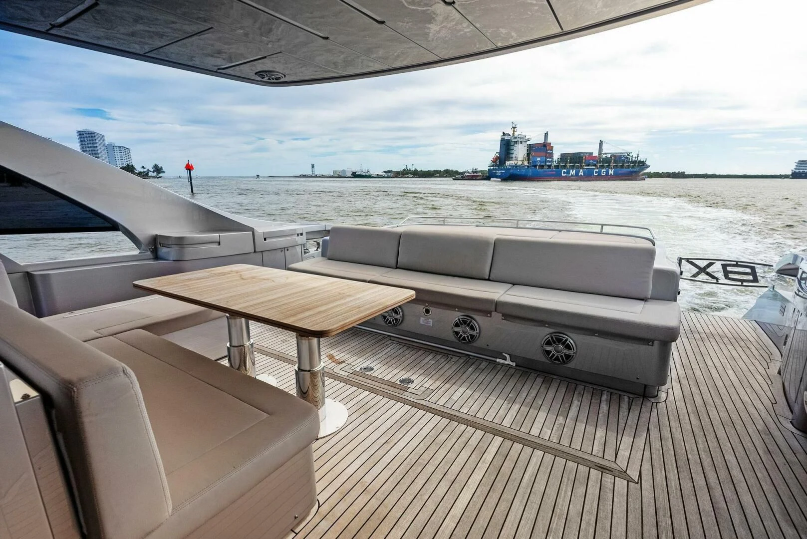 a boat on the water aboard OUR TRADE Yacht for Sale