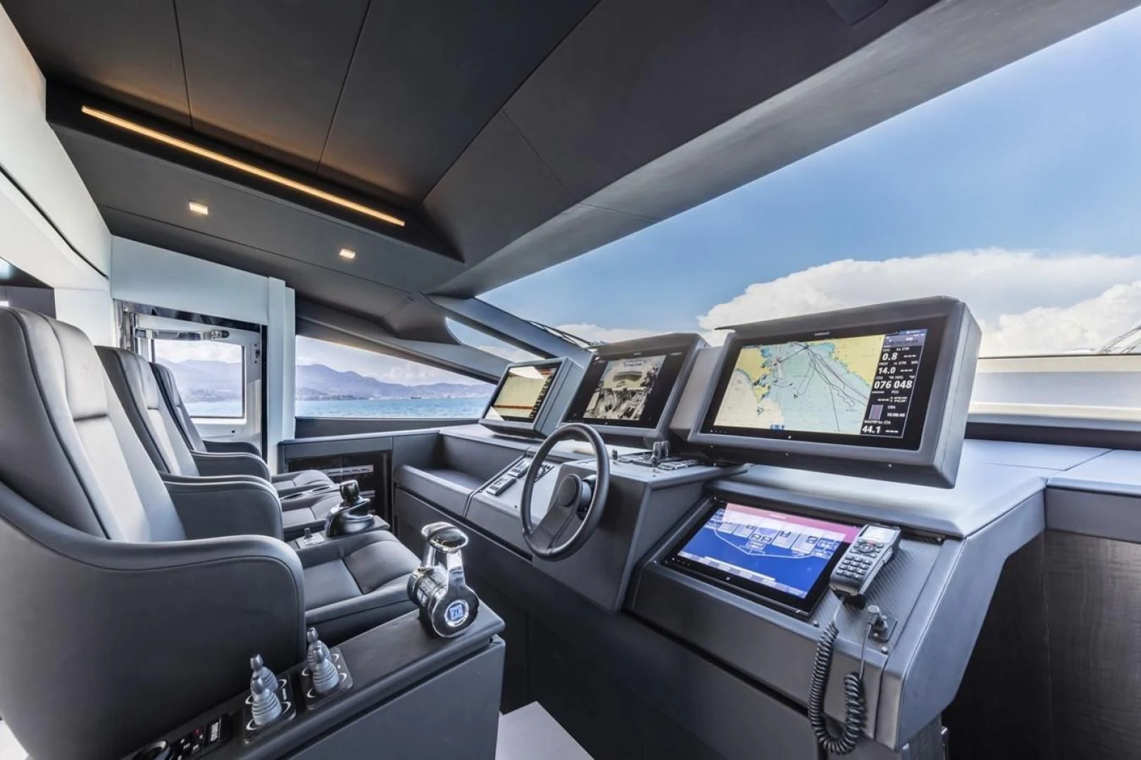 the inside of a plane aboard OUR TRADE Yacht for Sale