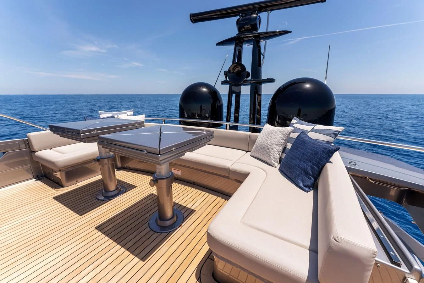 a boat with a large telescope on the deck aboard OUR TRADE Yacht for Sale