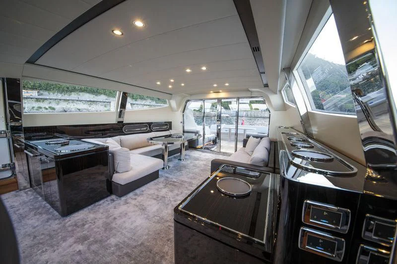 inside of a car aboard MYSTERE Yacht for Sale