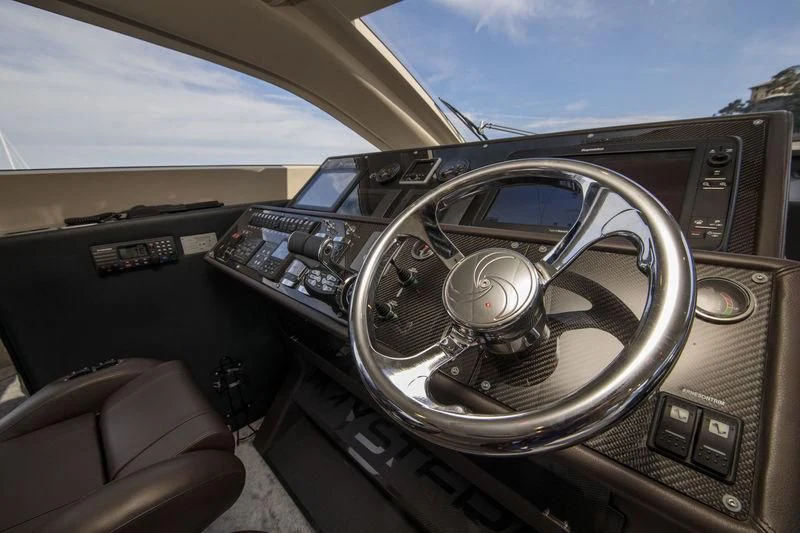 the inside of a car aboard MYSTERE Yacht for Sale