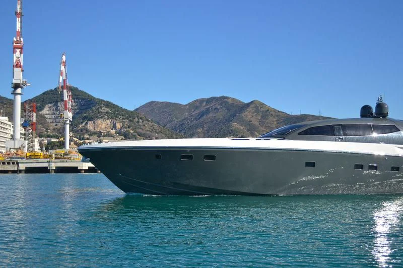 a large ship in the water aboard MYSTERE Yacht for Sale