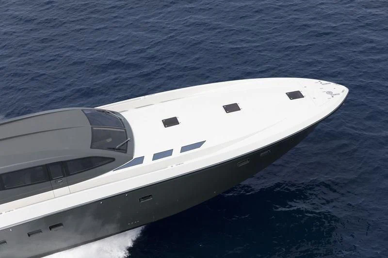 a white yacht in the water aboard MYSTERE Yacht for Sale