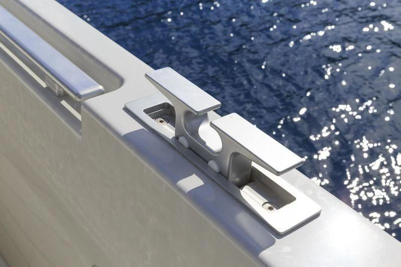 a white metal object on a surface aboard MYSTERE Yacht for Sale