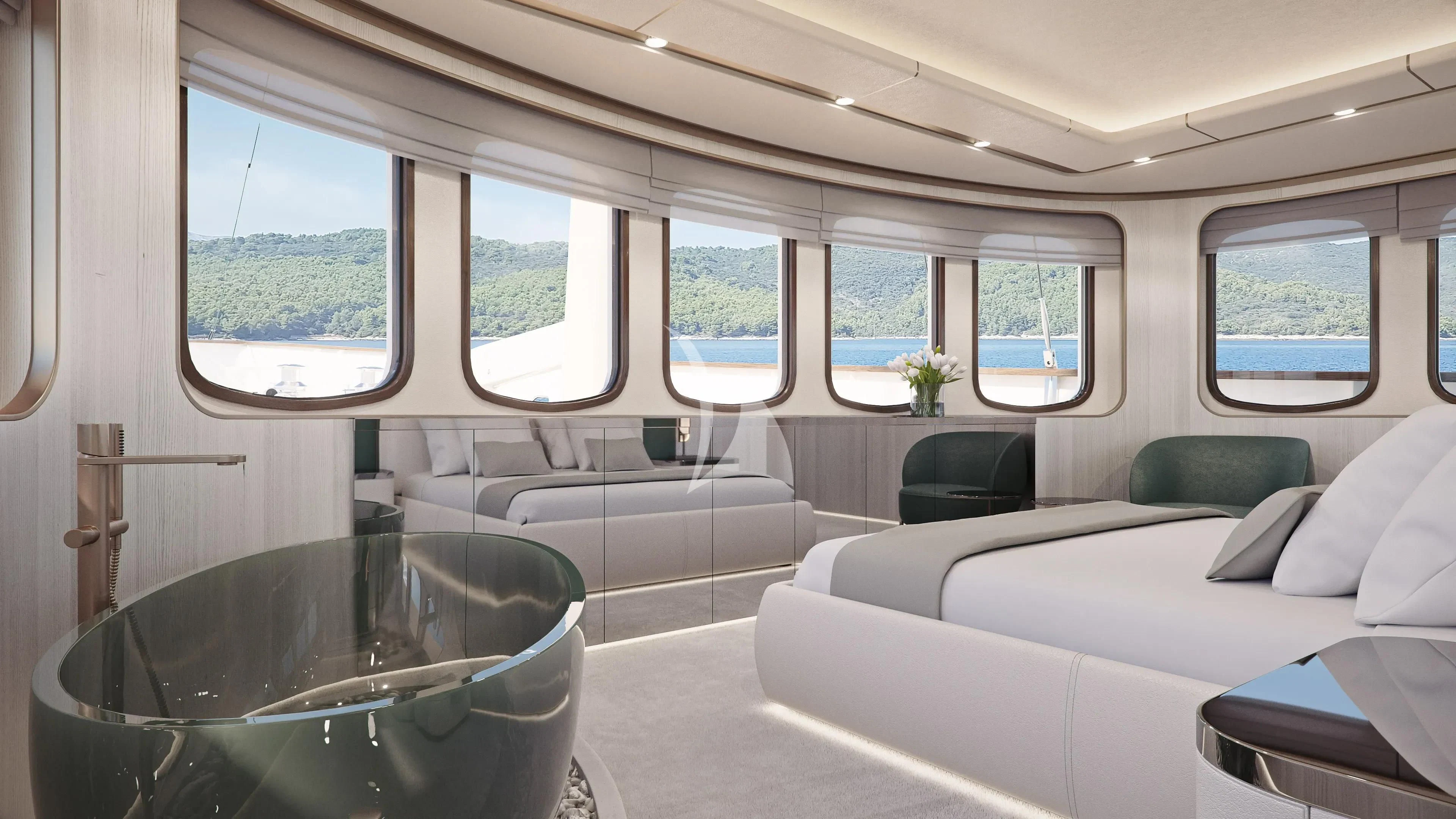 inside of a car aboard MAIA Yacht for Sale