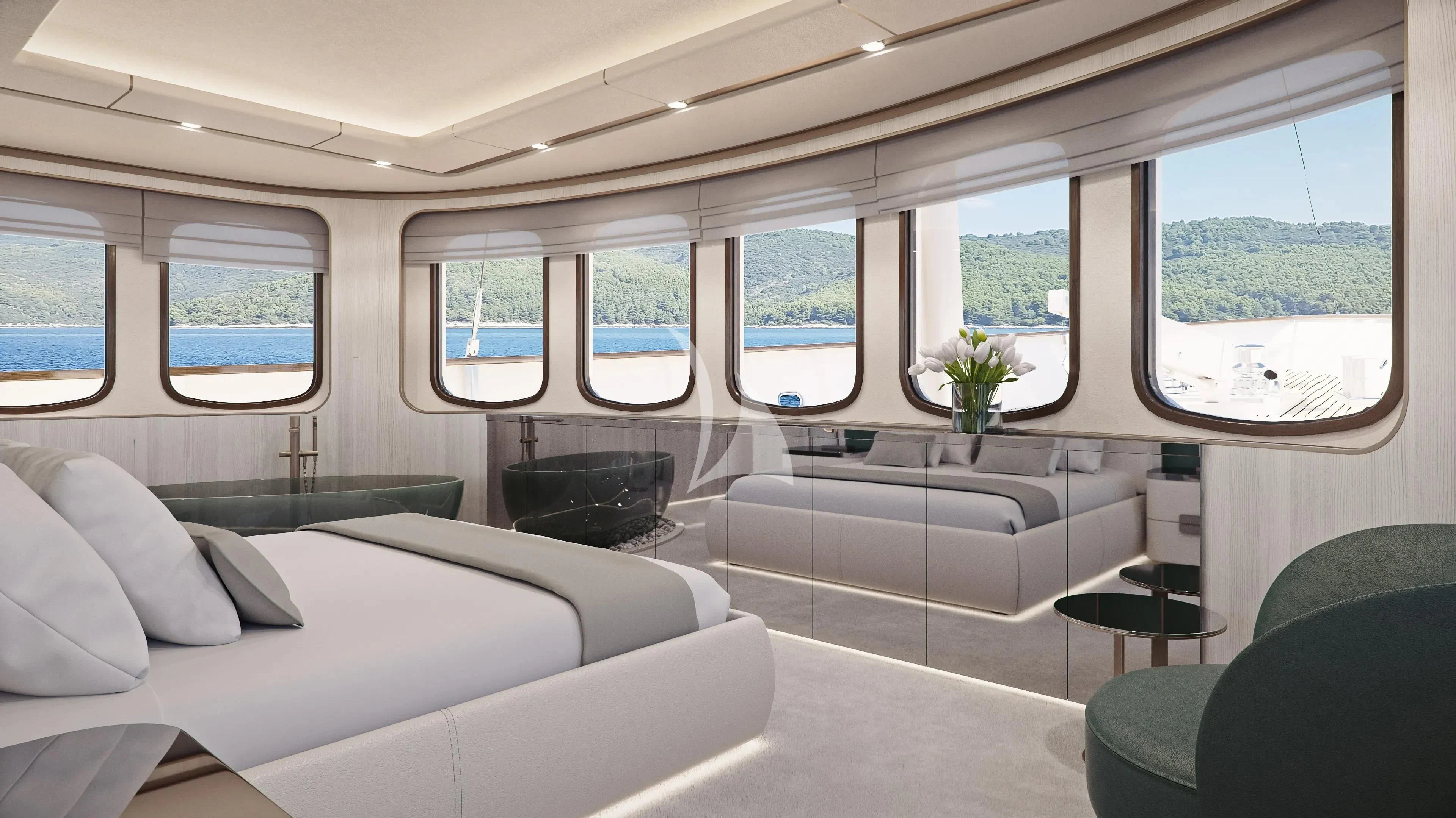 inside of a car aboard MAIA Yacht for Sale