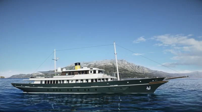 a boat in the water aboard MAIA Yacht for Sale