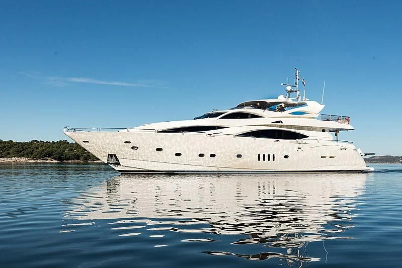 a white yacht on the water aboard BABY I Yacht for Sale