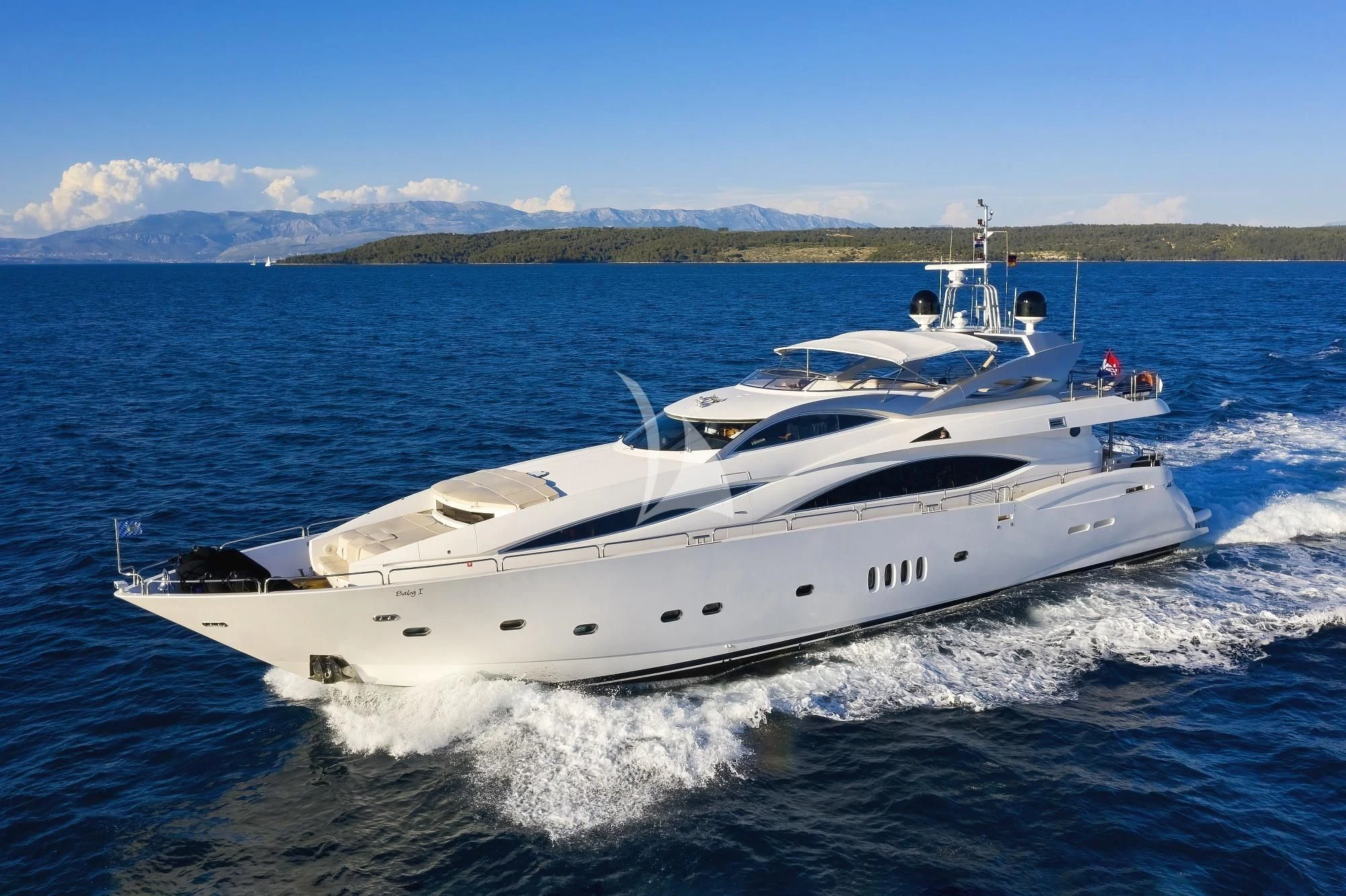 a white yacht on the water aboard BABY I Yacht for Sale