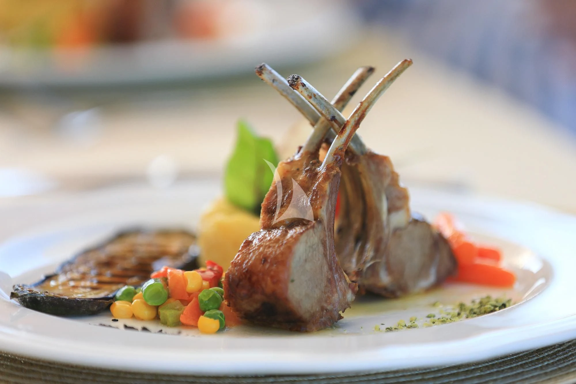 a plate of food aboard BABY I Yacht for Sale