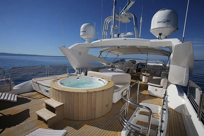 a boat on a deck aboard BABY I Yacht for Sale
