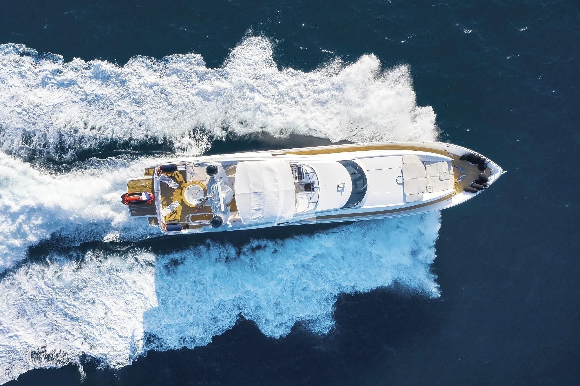 a high angle view of a boat aboard BABY I Yacht for Sale