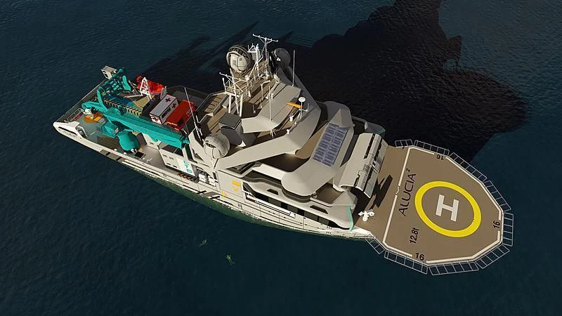 a satellite in space aboard OCEANXPLORER 1 Yacht for Sale