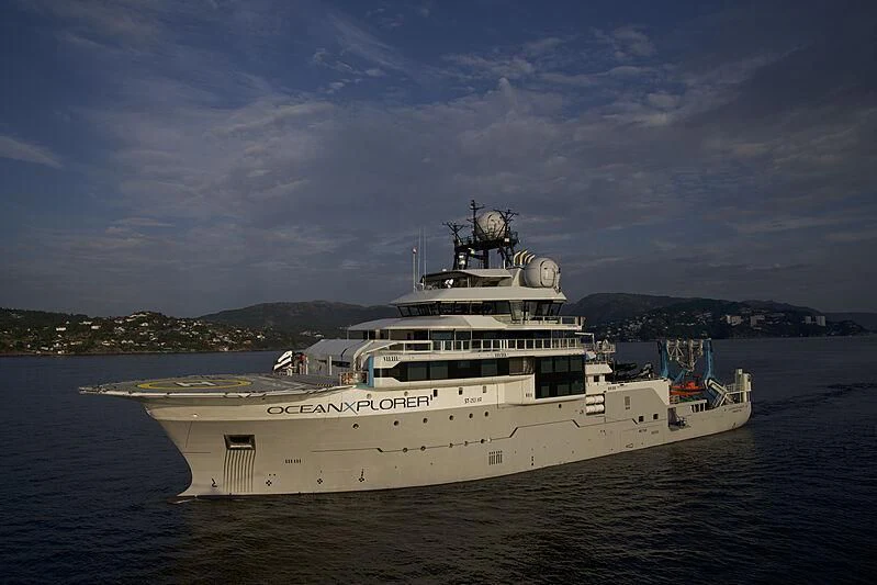 a large white ship aboard OCEANXPLORER 1 Yacht for Sale