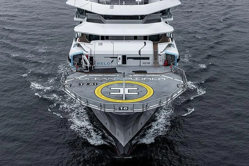 a large boat on the water aboard OCEANXPLORER 1 Yacht for Sale