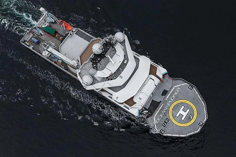 a satellite in space aboard OCEANXPLORER 1 Yacht for Sale