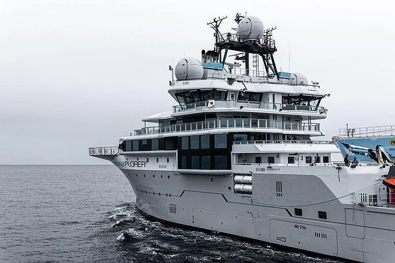 a large ship on the water aboard OCEANXPLORER 1 Yacht for Sale