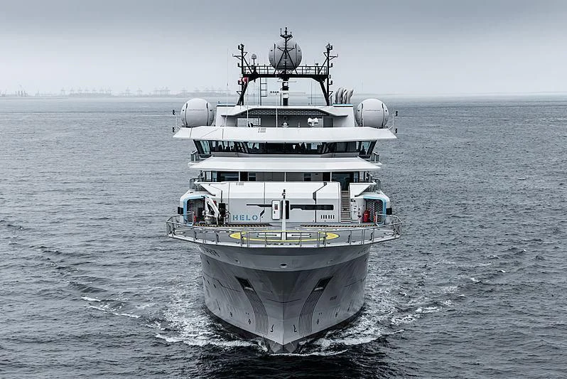 a large ship in the water aboard OCEANXPLORER 1 Yacht for Sale