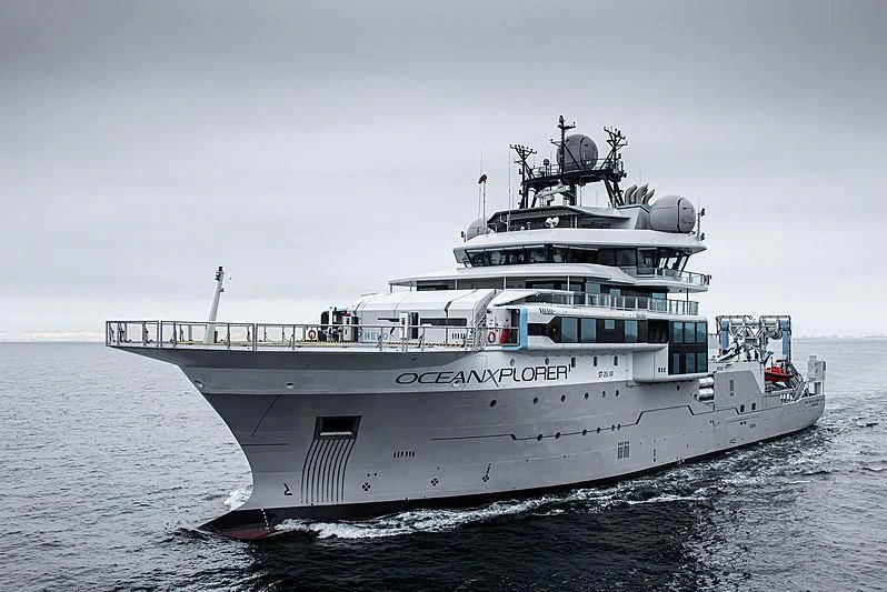 a large white ship aboard OCEANXPLORER 1 Yacht for Sale