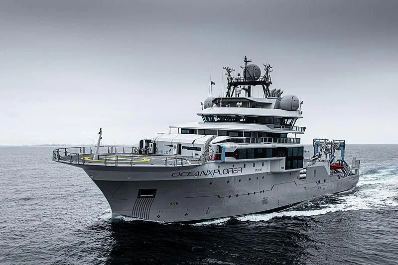 a large white ship aboard OCEANXPLORER 1 Yacht for Sale