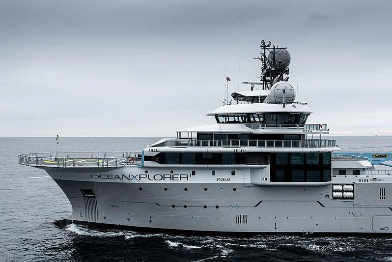 a large white ship aboard OCEANXPLORER 1 Yacht for Sale