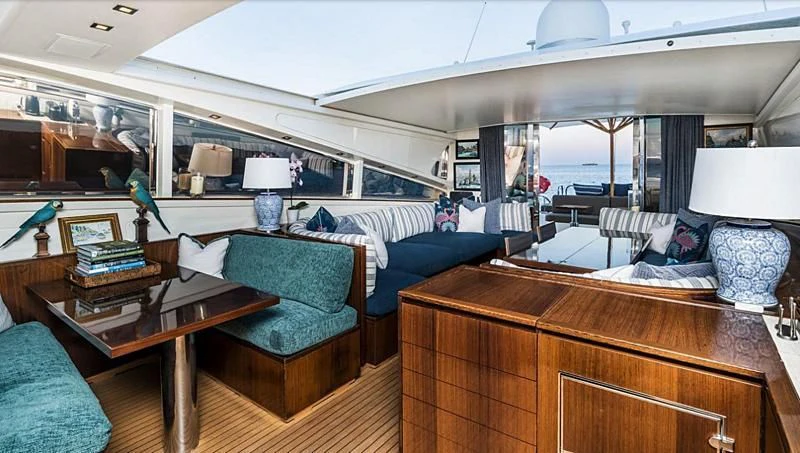 a room with a bed and a desk aboard PALOMA Yacht for Sale