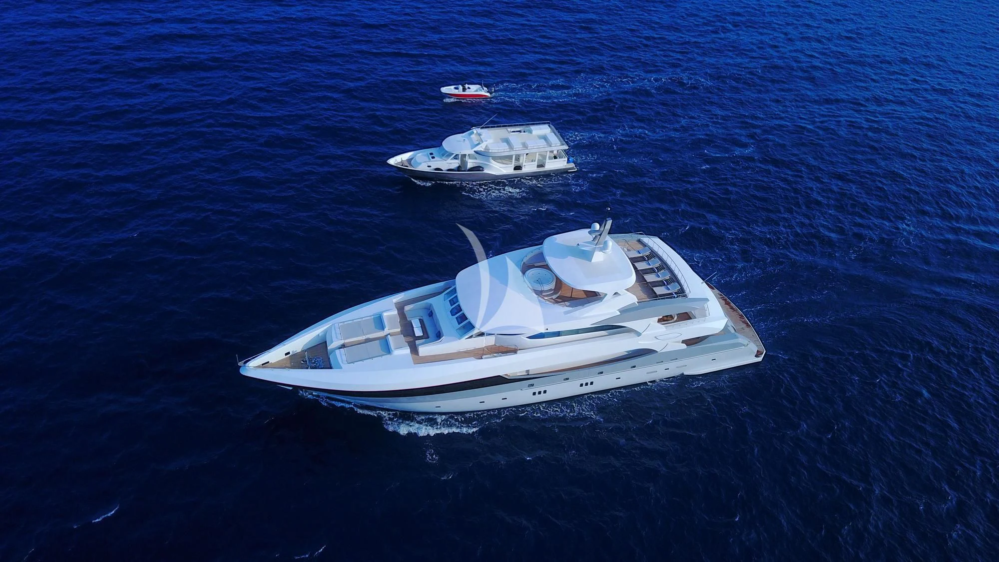 a white boat in the water aboard SEAREX Yacht for Sale